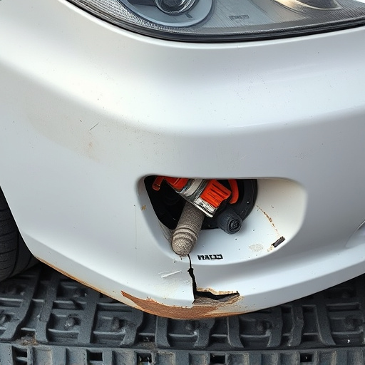 damaged car bumper