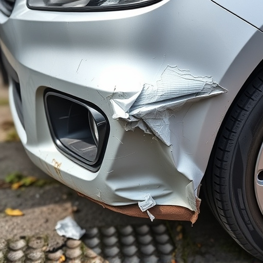 damaged car bumper