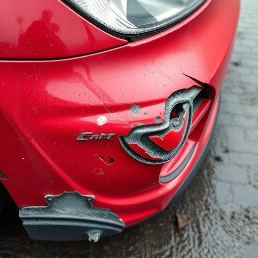 damaged car bumper