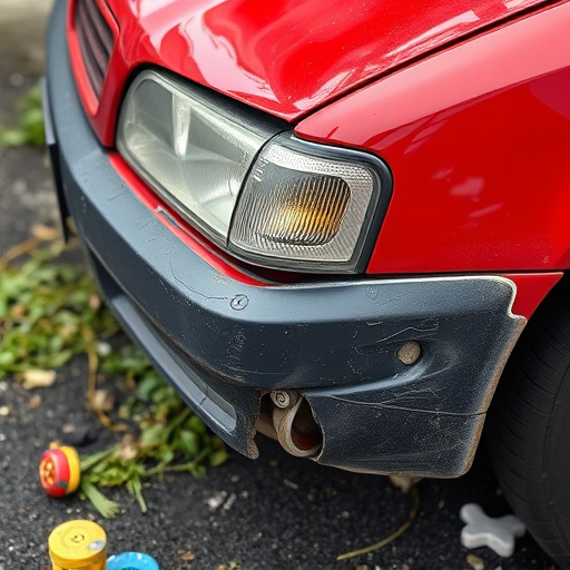 damaged car bumper