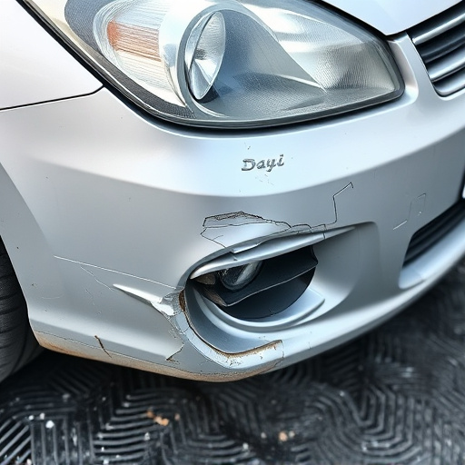 damaged car bumper