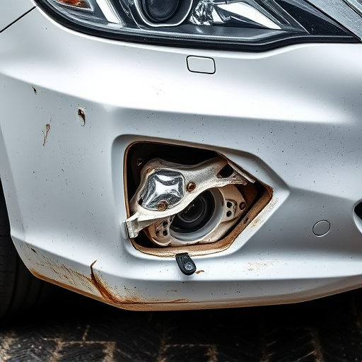 damaged car bumper