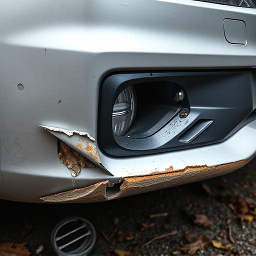 damaged car bumper
