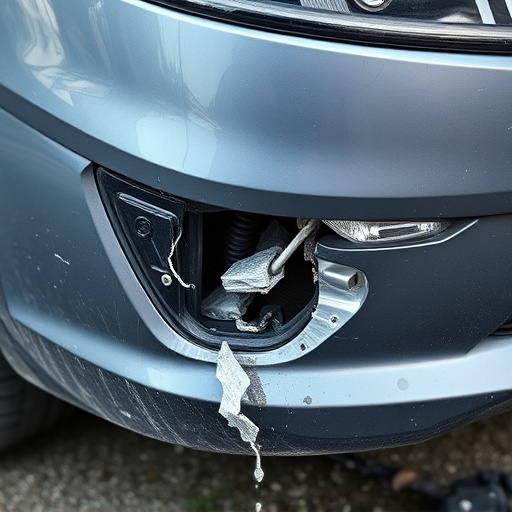 damaged car bumper