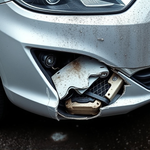 damaged car bumper