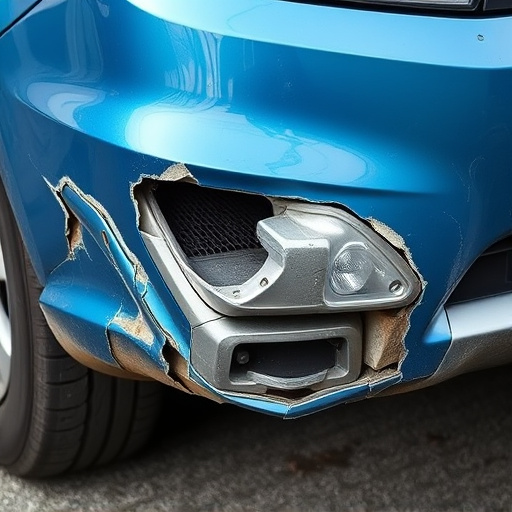 damaged car bumper