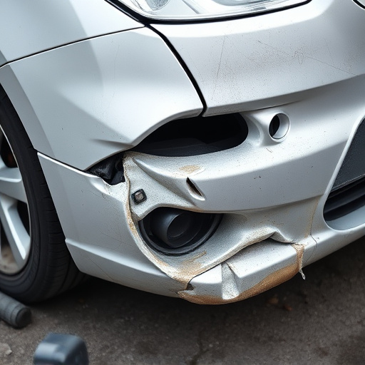 damaged car bumper