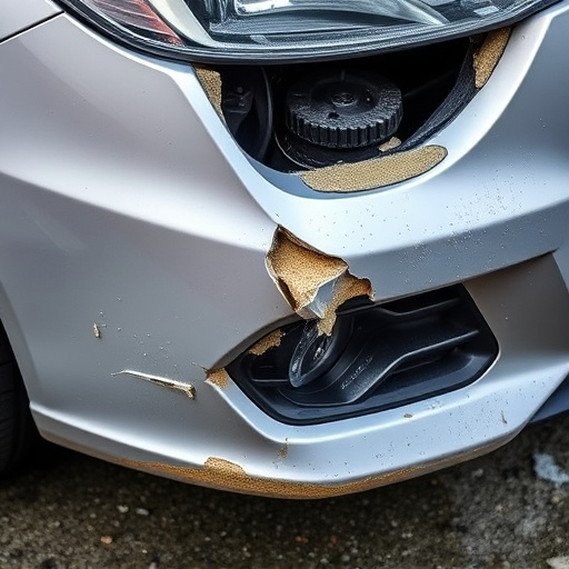 damaged car bumper