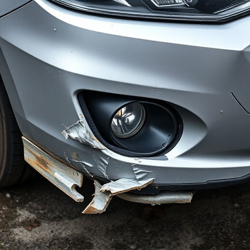 damaged car bumper