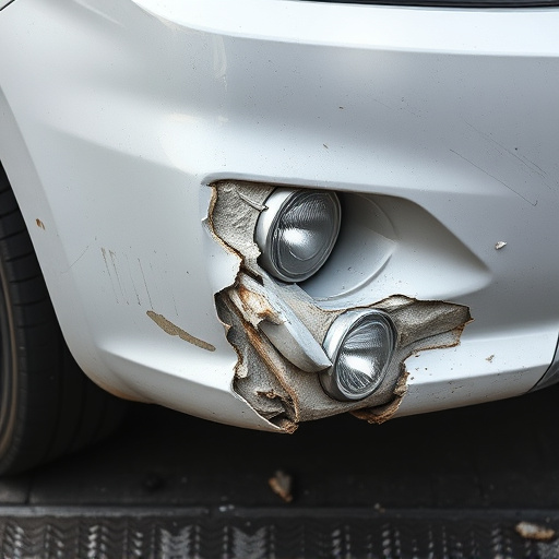 damaged car bumper