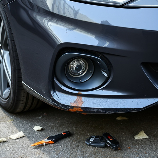 damaged car bumper