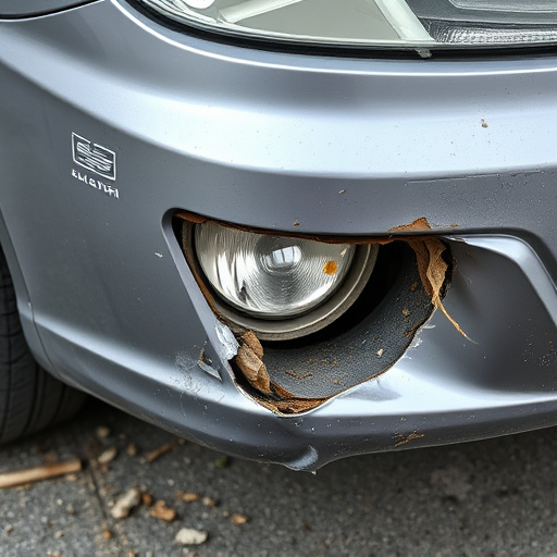 damaged car bumper