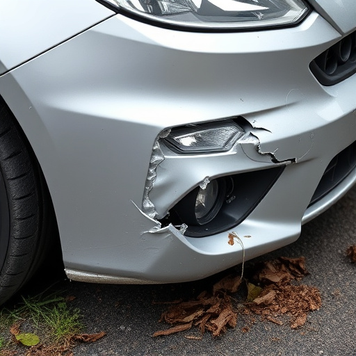 damaged car bumper