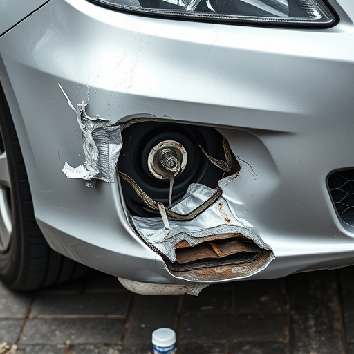 damaged car bumper
