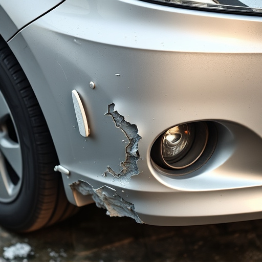 damaged car bumper