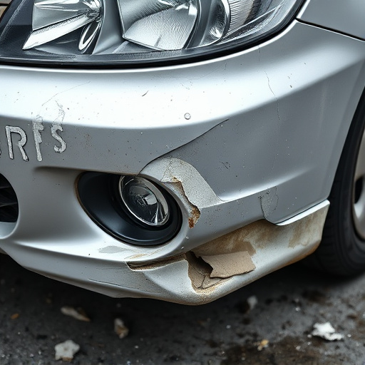 damaged car bumper