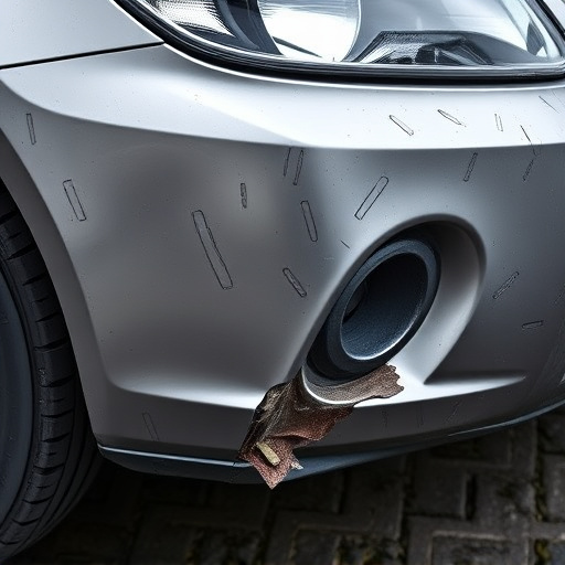 damaged car bumper