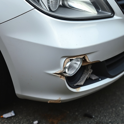 damaged car bumper