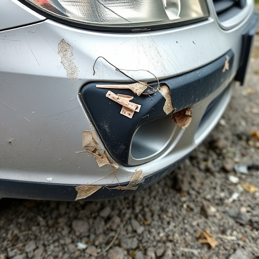 damaged car bumper