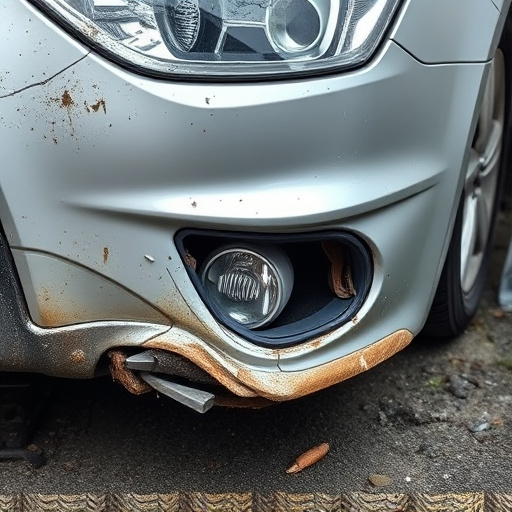 damaged car bumper