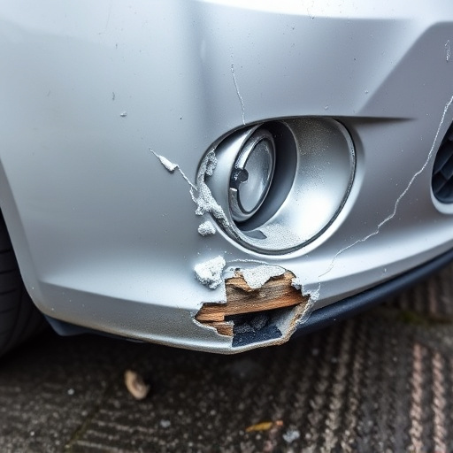 damaged car bumper