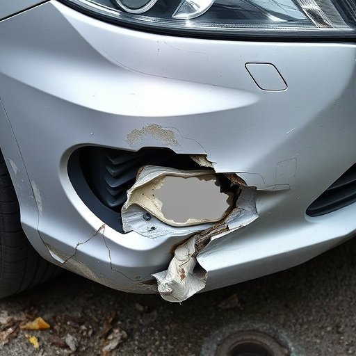 damaged car bumper