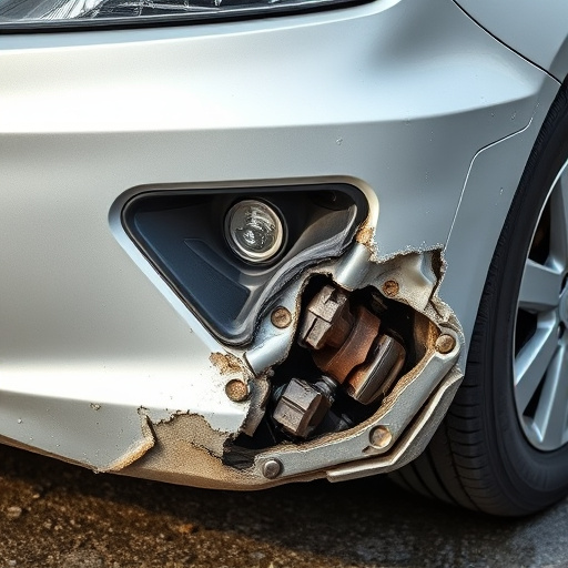 damaged car bumper