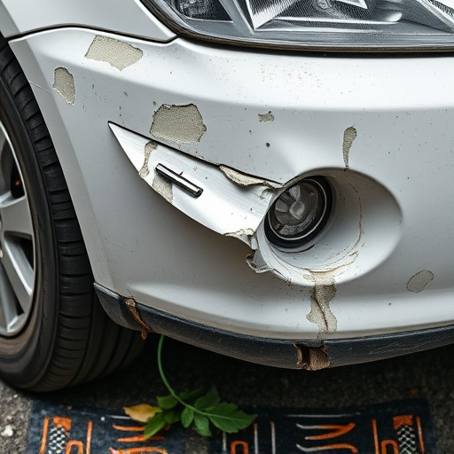 damaged car bumper