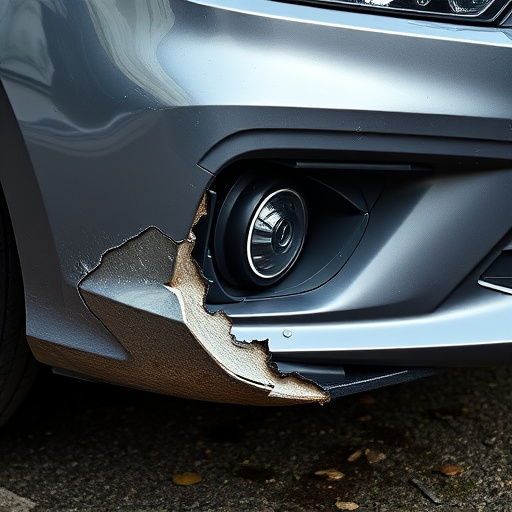 damaged car bumper