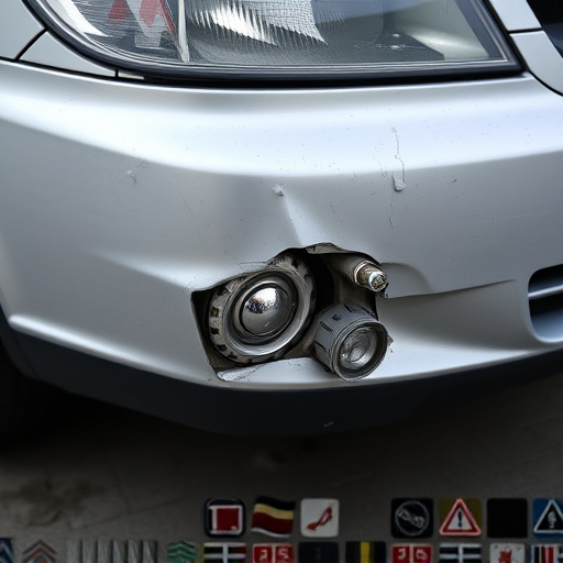 damaged car bumper