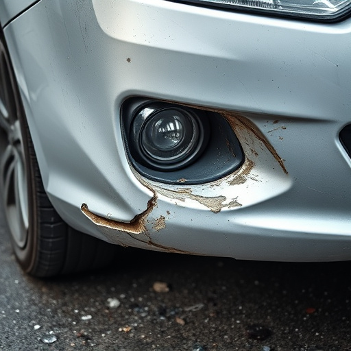 damaged car bumper