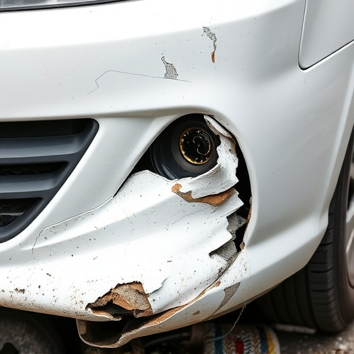 damaged car bumper