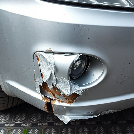 damaged car bumper