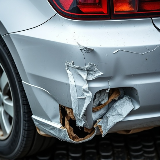 damaged car bumper