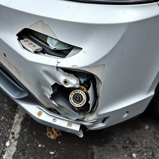 damaged car bumper