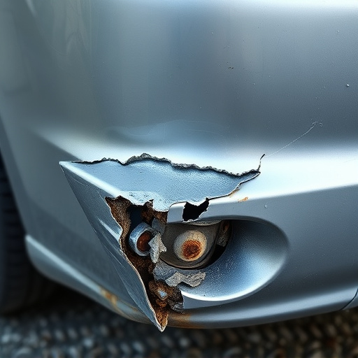 damaged car bumper
