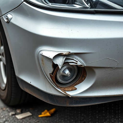 damaged car bumper