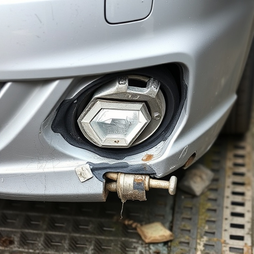 damaged car bumper