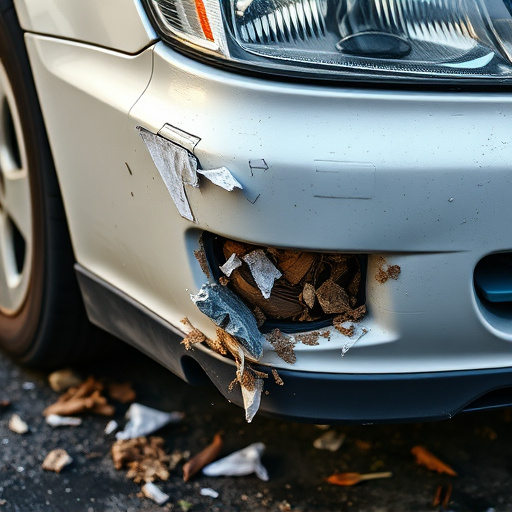damaged car bumper