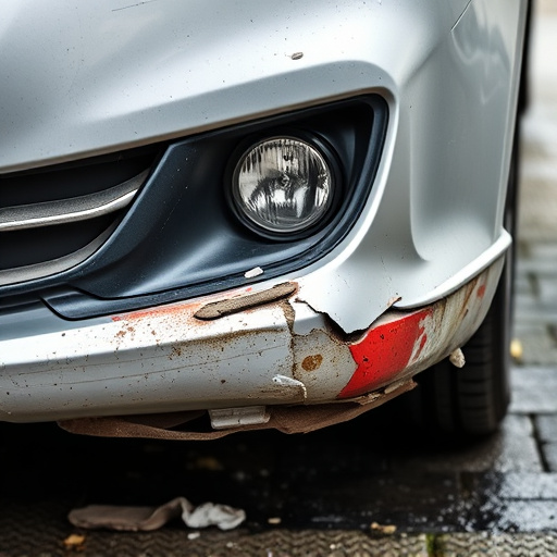 damaged car bumper