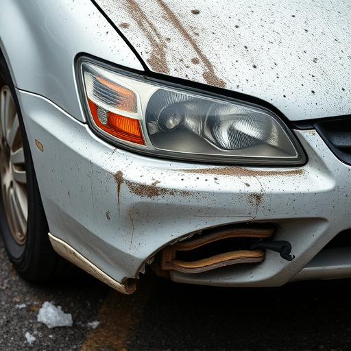 damaged car bumper
