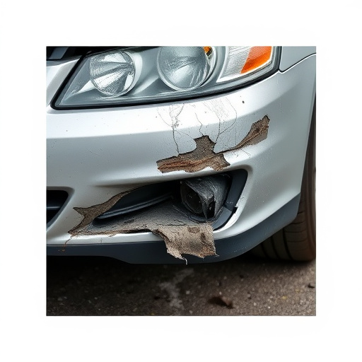 damaged car bumper
