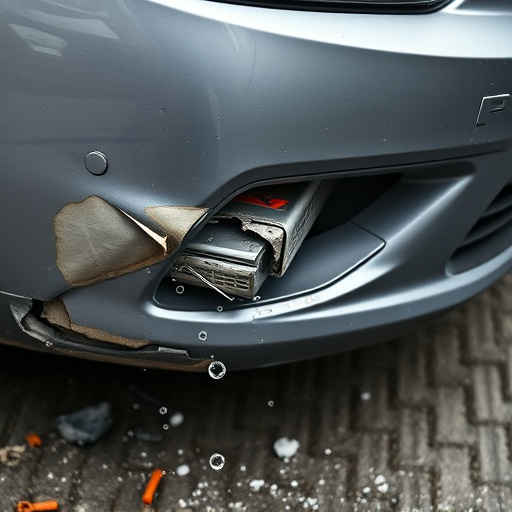 damaged car bumper