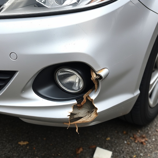 damaged car bumper