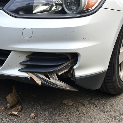 damaged car bumper
