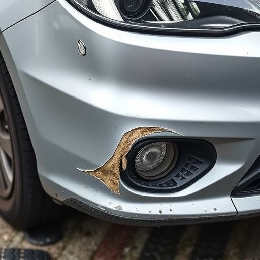 damaged car bumper