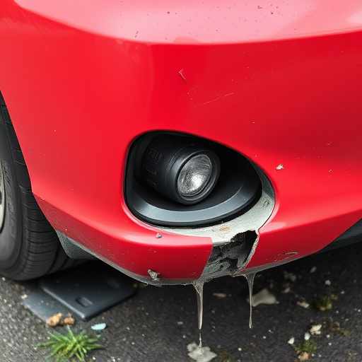 damaged car bumper