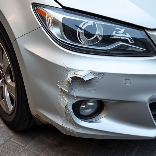 damaged car bumper