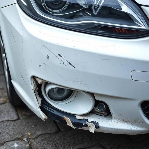 damaged car bumper