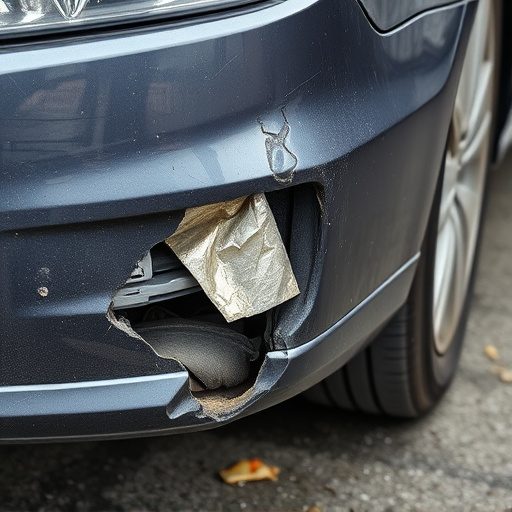 damaged car bumper